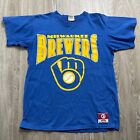 Mlb Milwaukee Brewers Vintage Logo Royal Blue Reprint Shirt An44986