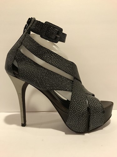 BCBG Max Azria Ella Sandals Platform Heel Leather Black White 9 B/ 39 $325 - Picture 2 of 12