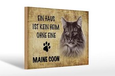 Targa in legno scritta 30x20 cm Maine Coon gatto senza casa insegna wood sign