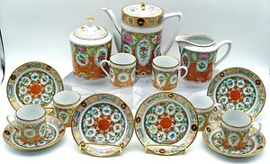 Full Tea Set ZHONGGUO Zhi Zao 20th Century Famille Rose Medallion Porcelain