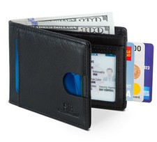 SERMAN BRANDS- Bifold Slim Genuine Leather Thin Minimalist Front Pocket Wallets