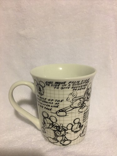 NWT Disney MICKEY MOUSE Sketch Sketchbook Coffee/Tea CERAMIC CUP MUG Black White - Picture 3 of 7