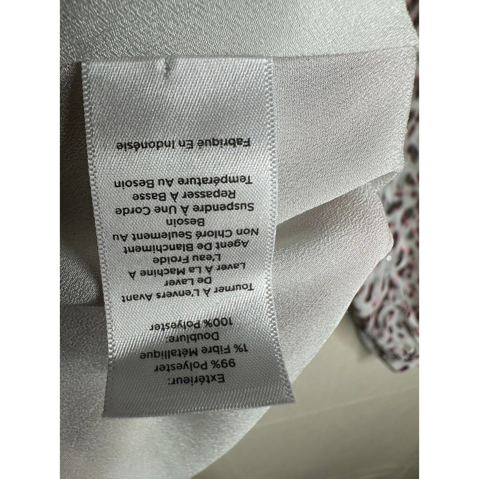 Talbots Pink Metallic Animal Print Tie Back Flowing Blouse Size Petite ...