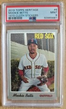 🔥2020 Topps Heritage Baseball #6 Mookie Betts 1970 Cloth Stickers PSA 9 Pop 6🔥