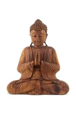 Wooden Hand Carved Meditating Buddha Statue Sculpture Figurine Wood Handmade AM