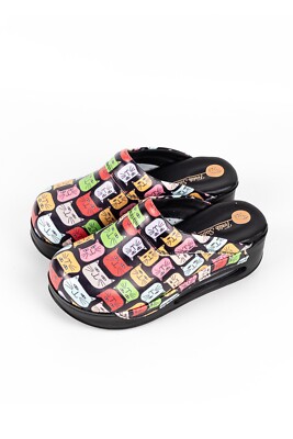 TERLIK SABO Air ST474 Max Leder Damen Clogs Sabot Schuhe, buntes Muster