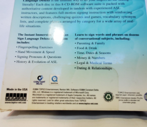 American Sign Language Deluxe Edition Instant Immersion WIN/MAC 8-CD ROM - Picture 5 of 5