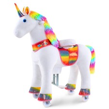 WondeRides Ride on Unicorn Plush Pony Toy for Kids 4-9 M432 Rainbow Minimal Use