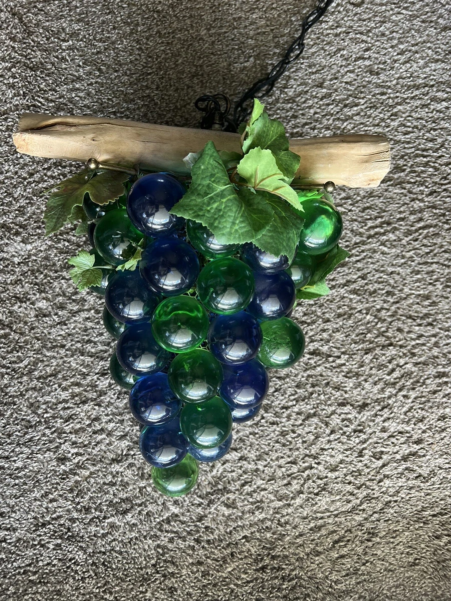 Vintage Mid Century Green Bunch of Grapes Ceiling Light Fixture 14