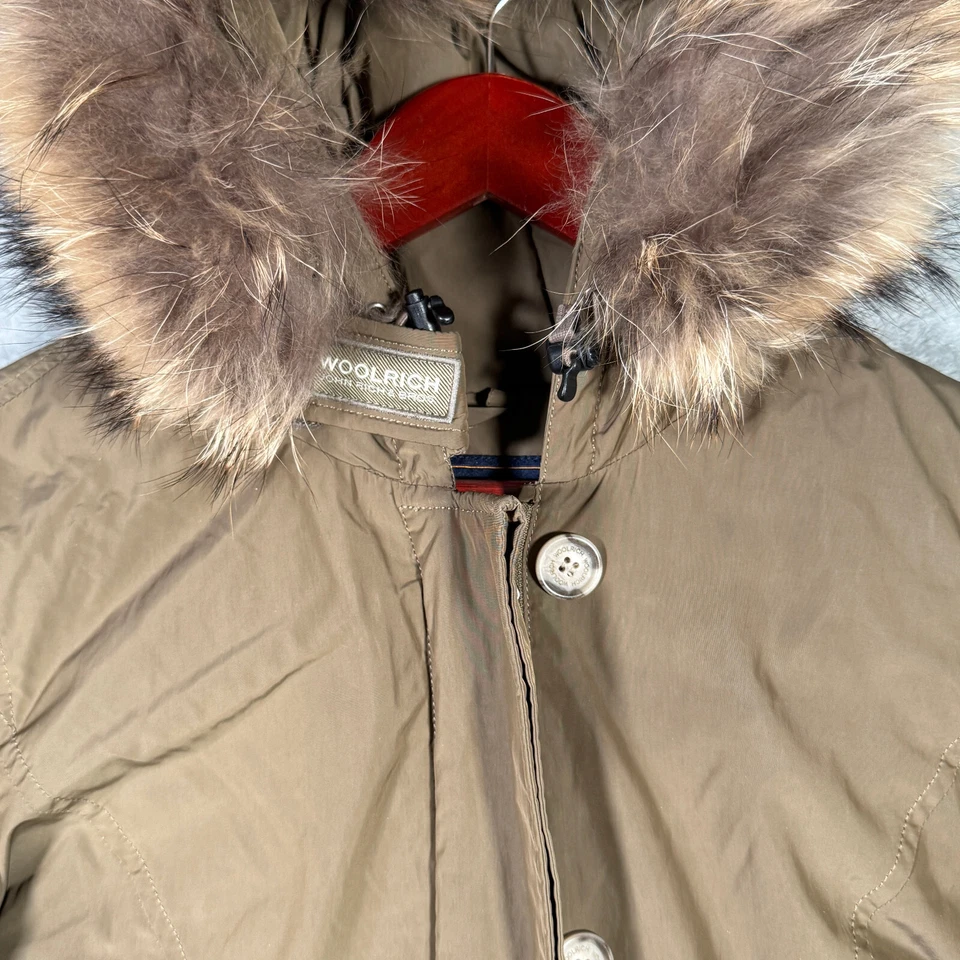 Woolrich Jacket Womens Small Brown Arctic Down Parka Raccoon Fur *FLAW - Image 2 of 4