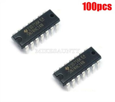 100Pcs SN74HC14N 74HC14 Hex Schmitt-Trig Inv 14-Dip Ic New sq