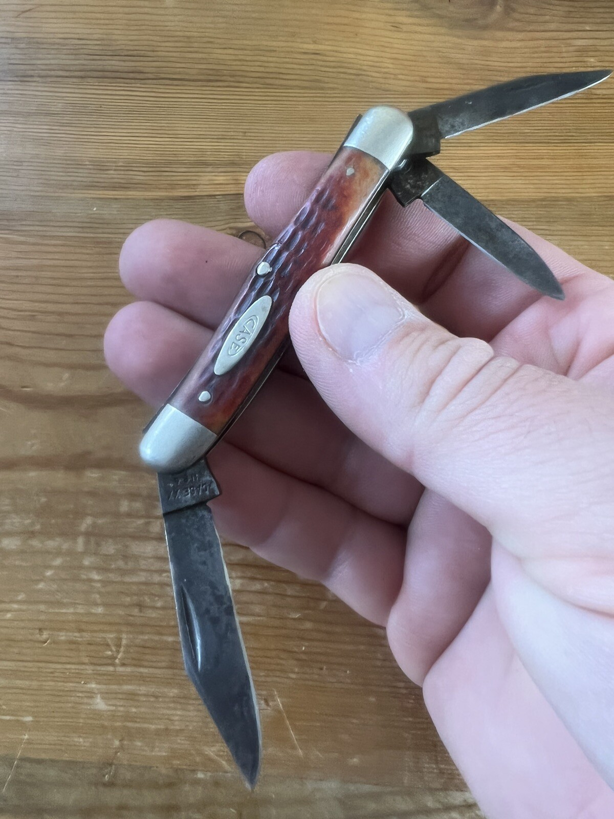 Vntg. Case XX 6306 Whittler 3Blade Knife Red Jigged Bone Handle