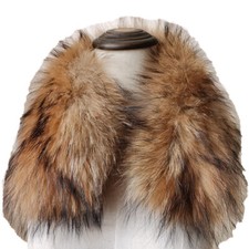 Real Raccoon Fur Collar Winter Warm Scarf Handmade Fluffy Natural Brown 55 15CM