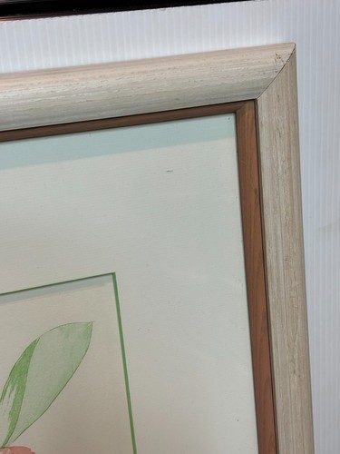 Vintage 80s 90s White Pink Orchids Flowers Signed Watercolor Painting Framed - Picture 6 of 15