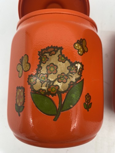 Kromex Aluminum Nesting Canister 2 Vintage MCM Replacements Orange Canisters - Picture 15 of 18