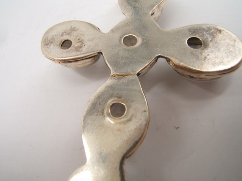 VTG STERLING SILVER CROSS PENDANT WITH MOONSTONES - Picture 5 of 6