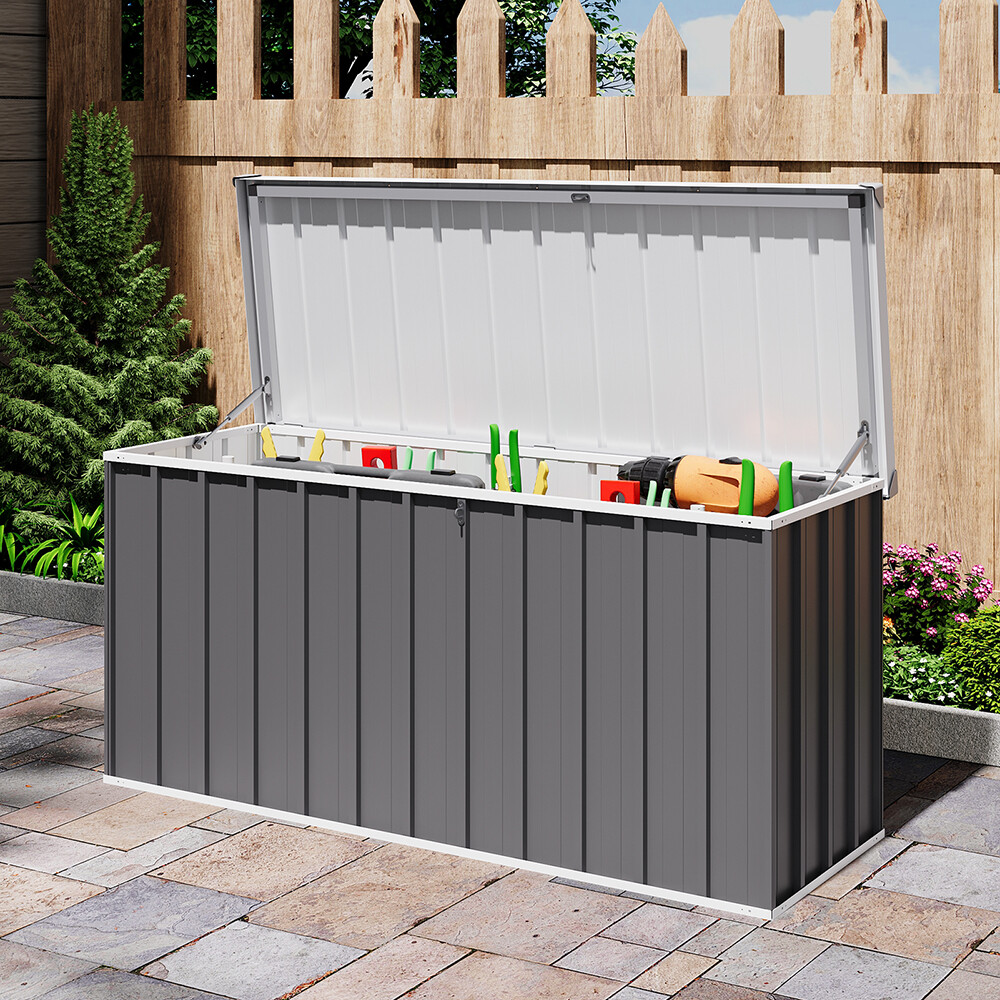 Garden Storage Box Utility Chest Cushion Shed Galvanized Steel