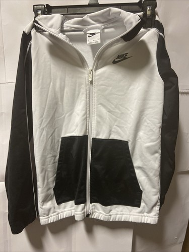 Nike Kids Size M White&Black Long Sleeve Stand Collar Athletic Jacket