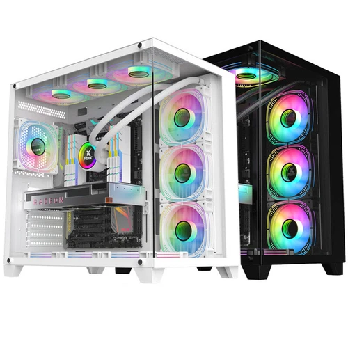 270 Degree Transparent Computer Case Desktop PC Tower For 360 Water Cooler