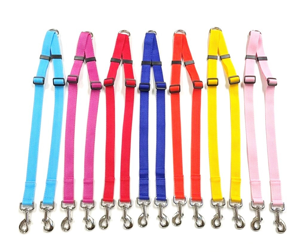 Accoppiatore/Splitter Deluxe 2 Vie Guinzaglio per Cani Regolabile 25mm Tessitura Vari Colori foto 3