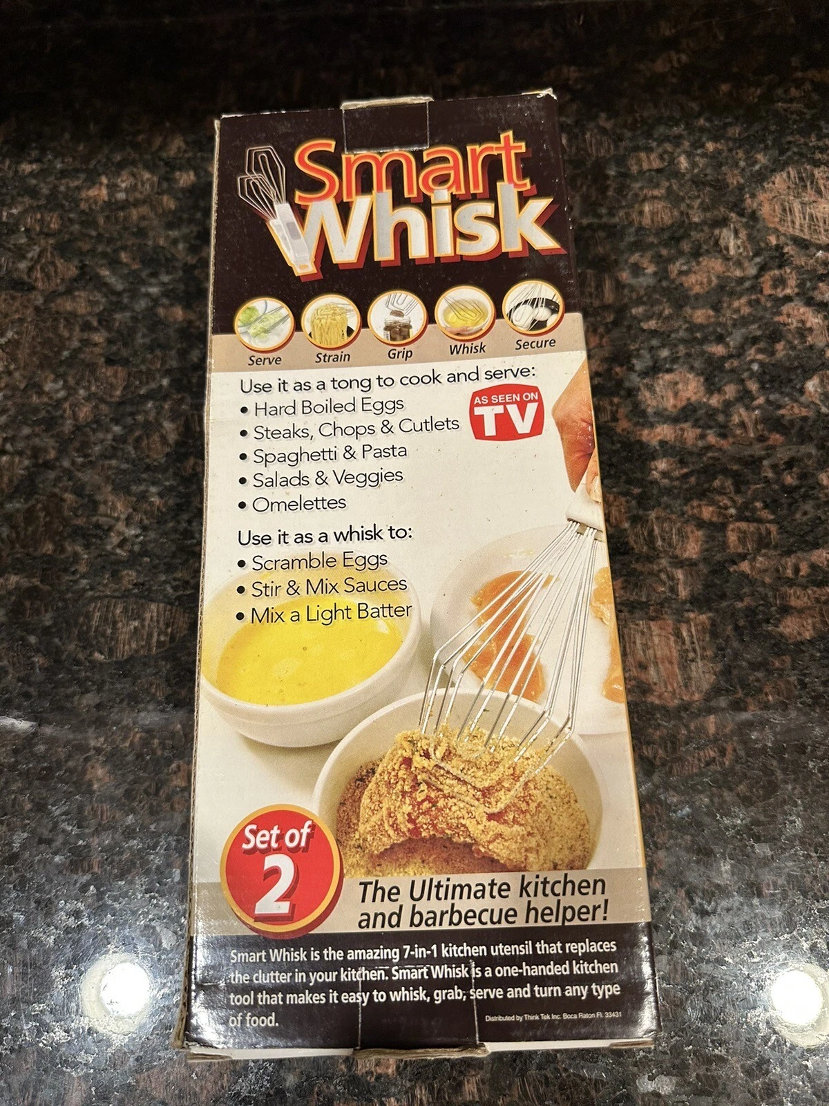 Smart Whisk As Seen on TV 7 Utensils In 1 Scramble Stir Grip Strain Mix Set of 2