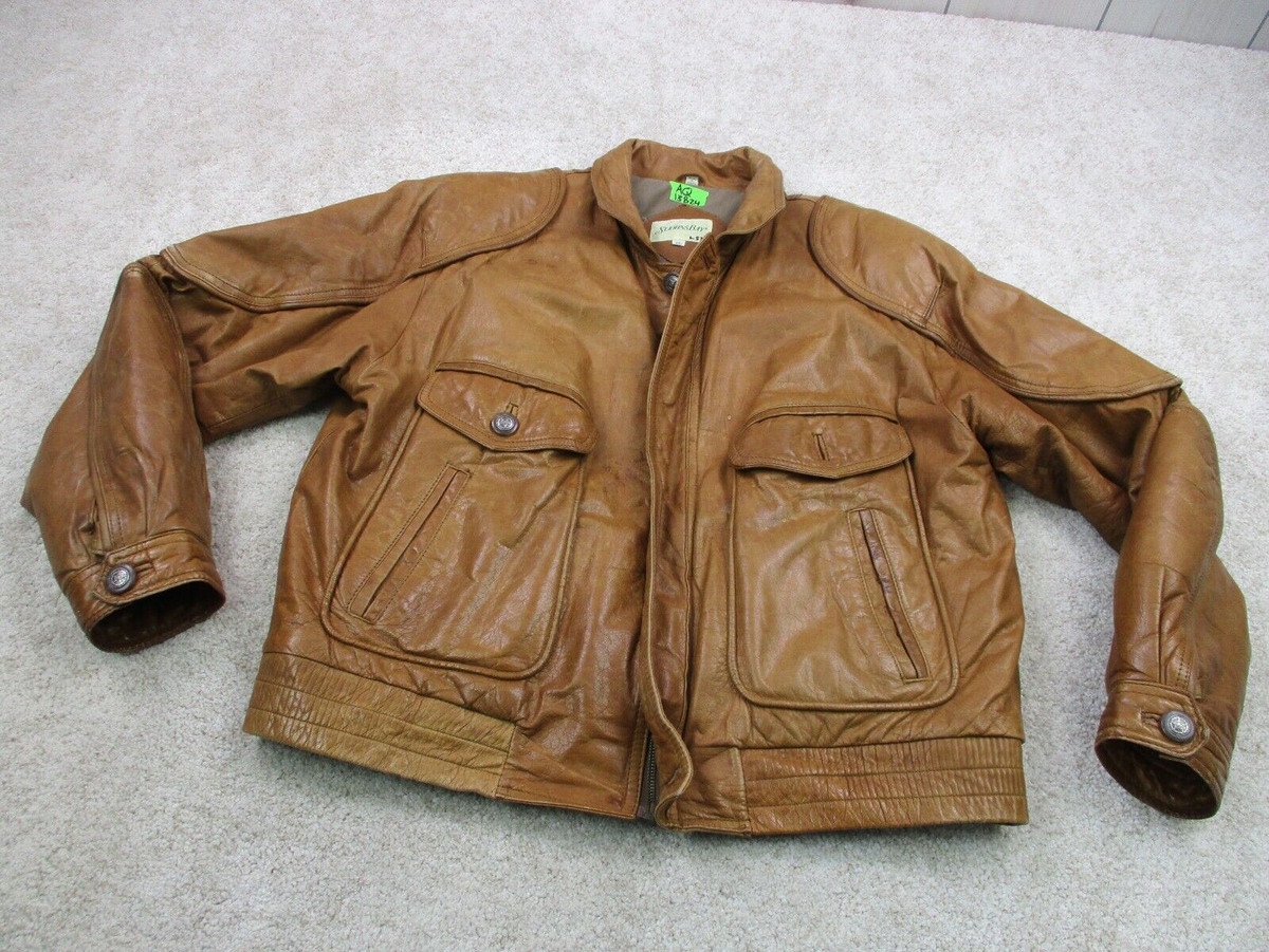 VINTAGE St Johns Bay Genuine Leather Bomber Jacket Adult VINTAGE St Johns Bay Genuine Leather Bomber Jacket Adult