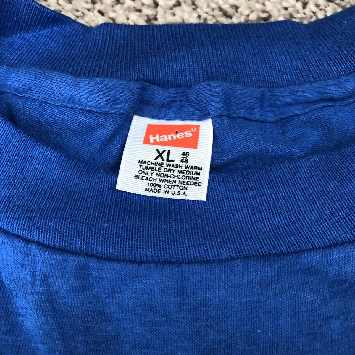 Vintage 80s Deadstock Hanes Cotton Tee Sz XL T Shirt Blue Single