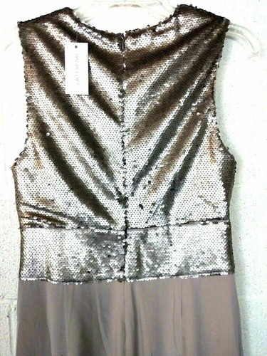 Sugar Lips Damen M braun grau Pailletten V-Ausschnitt ärmellos breitbeinig Overall neu mit Etikett - Bild 6 von 9