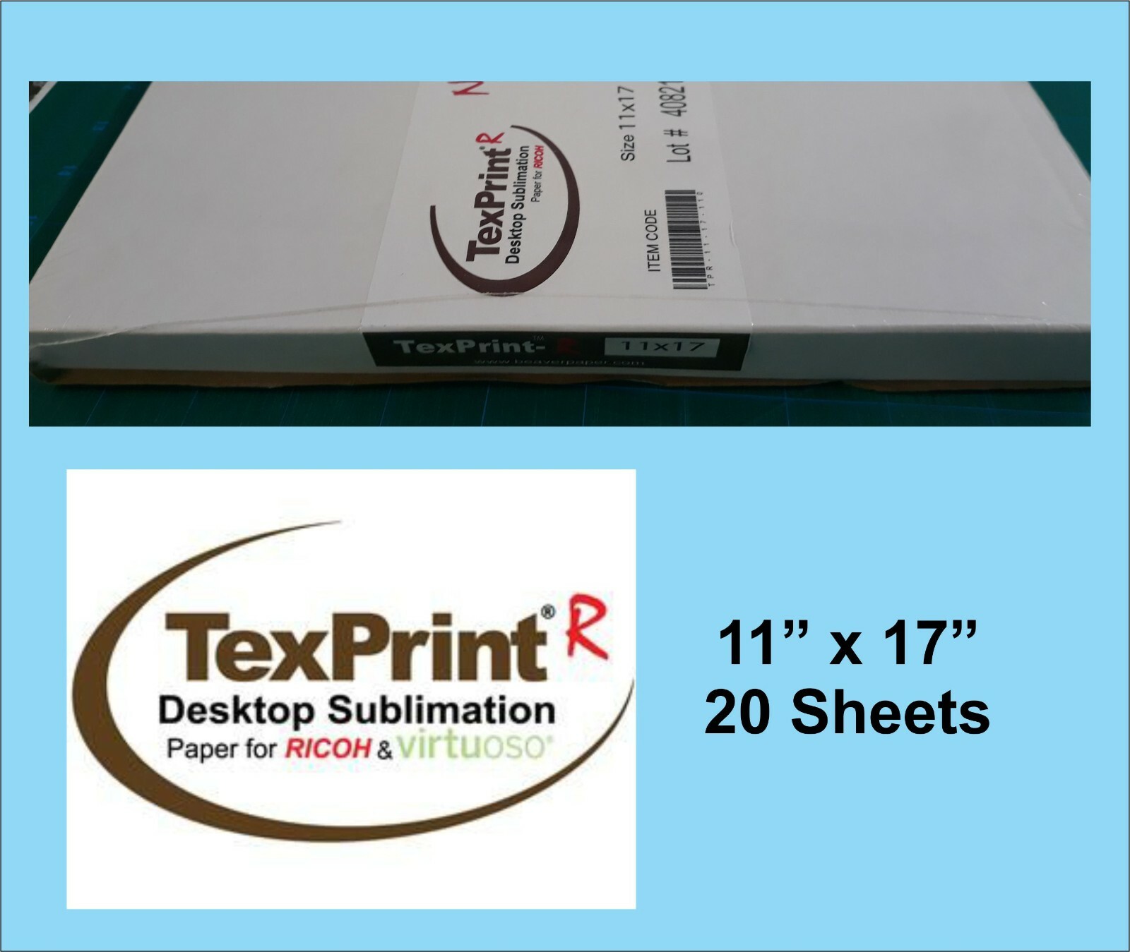 TexPrint R Sublimation Transfer Paper, 11x17, Pack of 20 sheets