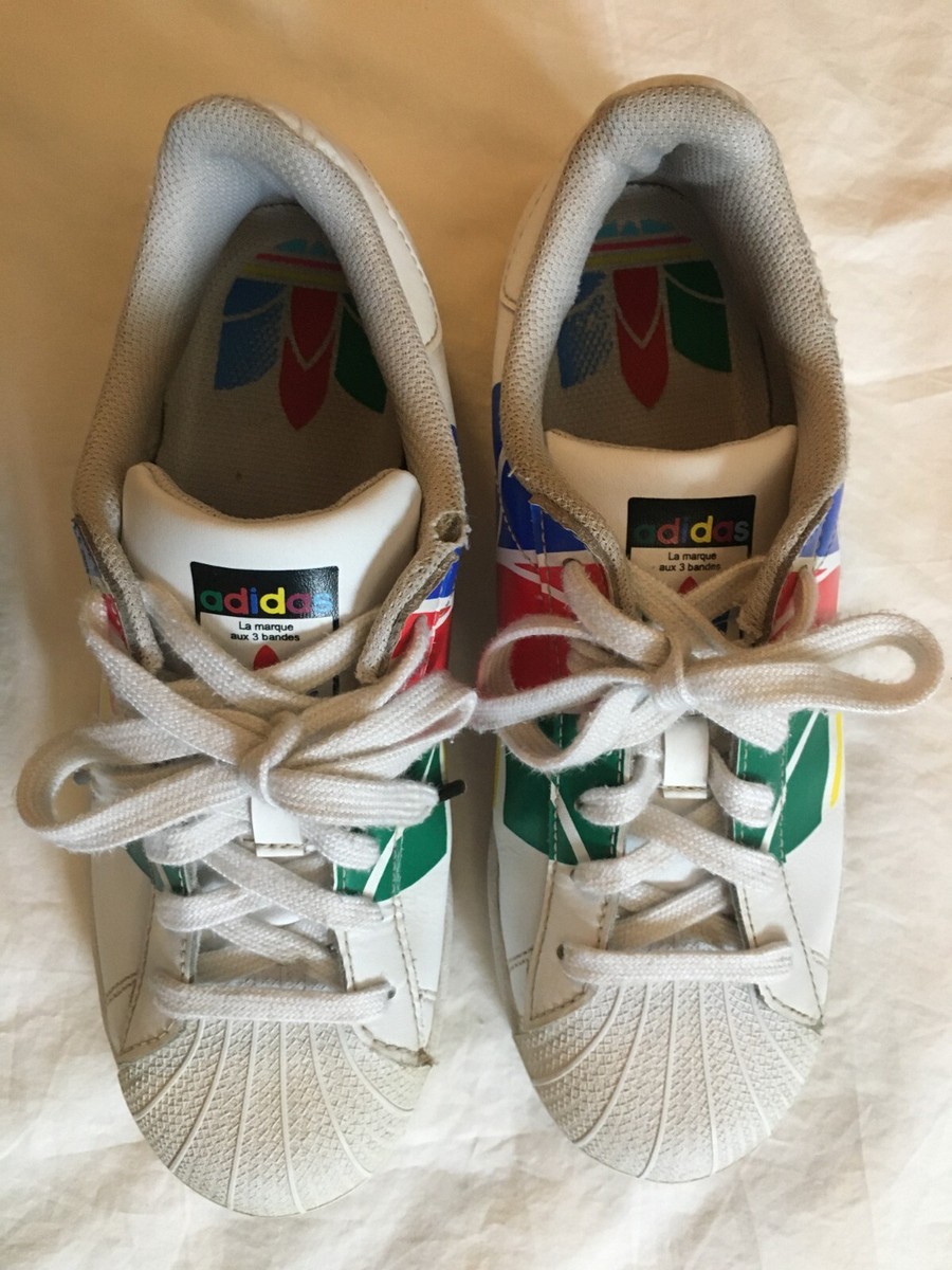 Adidas SUPERSTAR ホワイト/ロゴ Adidas Superstar Pure J White Shoes Sneakers Colorblock