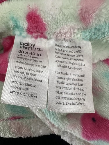 Baby Starters Blue Teal Pink Bird Fleece Blanket - Picture 3 of 3