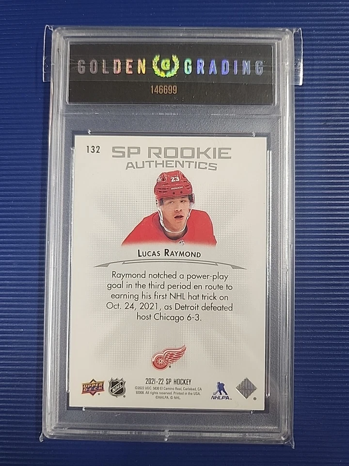 2021-22 UD SP Hockey Rookie Authentics GG 10 #132 Lucas Raymond /599-Red Wings - Image 2 of 2