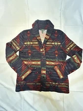 RALPH LAUREN Jeans Co LRL Large AZTEC JACKET Shawl Collar SOUTHWESTERN Red Blue