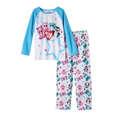 Girls TY Beanie Boos Pajamas PJ Pinky Owl Leona Leopard Waddles Penguin Size 4/5