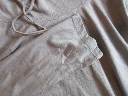 LOLE COWL TUBE NECK PULLOVER SIZE L TAUPE SUBTLE BOTANICAL PRINT LSLV DRAWSTRING - Picture 7 of 10