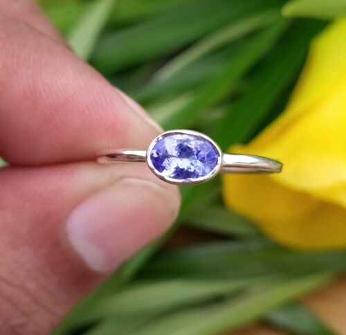 Anillo de tanzanita de plata de ley 925 - Anillo de piedra de nacimiento de mayo regalo de boda para ella - Imagen 3 de 67