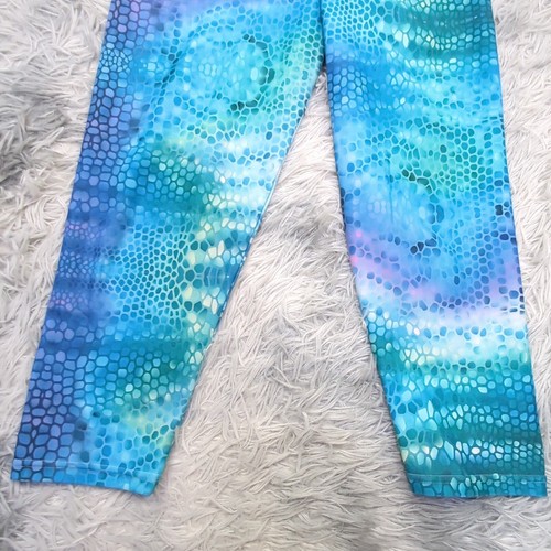 Exoticathletica Ultra High Rise Capri Leggings Womens L Blue Geometric Abstract - Picture 4 of 10