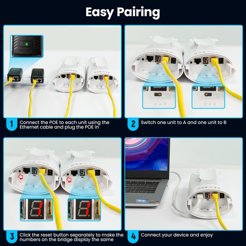 5.8G 3KM 1200Mbit/s Wireless WIFI Bridge WLAN Access Point Ethernet Extender CPE - Bild 12 von 16