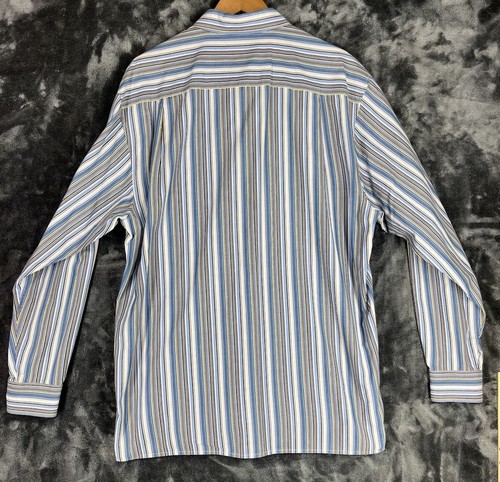 Martin Gordon Shirt Men’s Large Blue University Stripes Long Sleeve Button Up - Picture 2 of 9