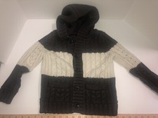 Baby Gap Grey Cable Knit Hooded Sweater Size 4 Years Gray/White