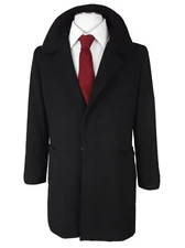 APC 36R Jet Black Overcoat Wool