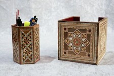 Dekorative SchreibtischgarniturZettelkasten NotizBox,oder Stifte Ablage,aus Holz