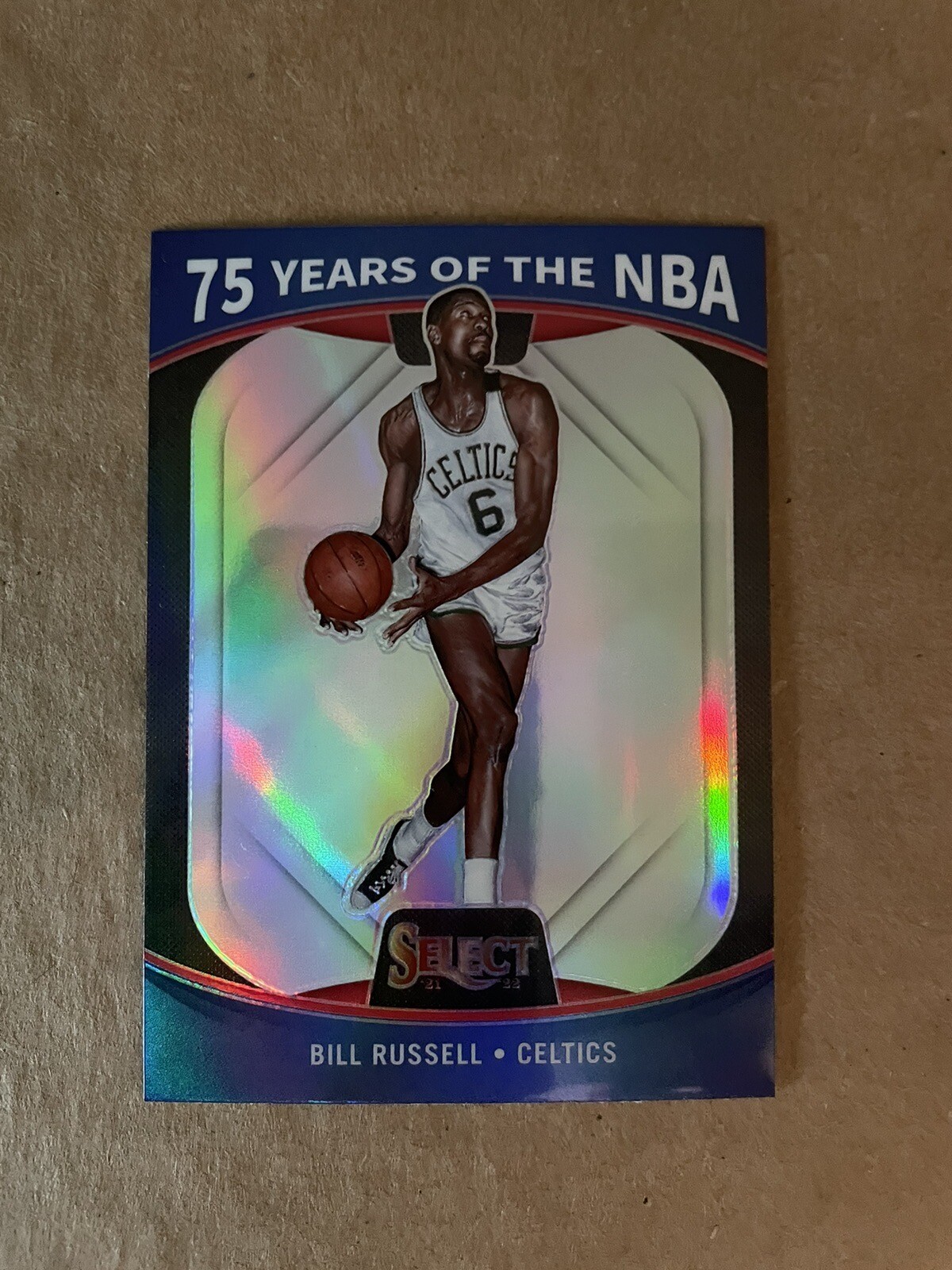 2021-22 Select Basketball Bill Russell 75 Years Of The NBA Silver Prizm Insert