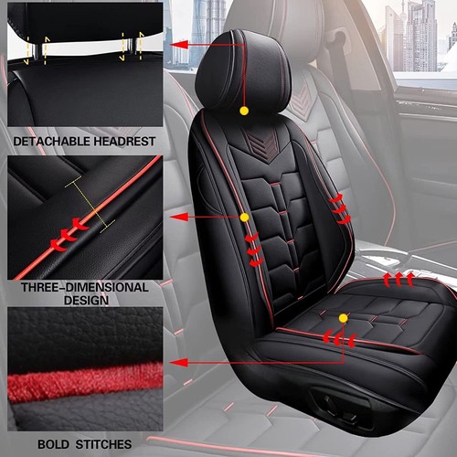 Set Red Lines Seat Car 5-Seat Cover PU Leather For Ford Mustang Mach-E 2021-2024 - Picture 5 of 8