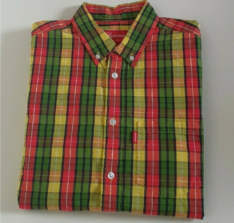 SS10 Supreme Factory Plaid S/S shirt Multicolor Tartan S small Vintage 2010 Rare