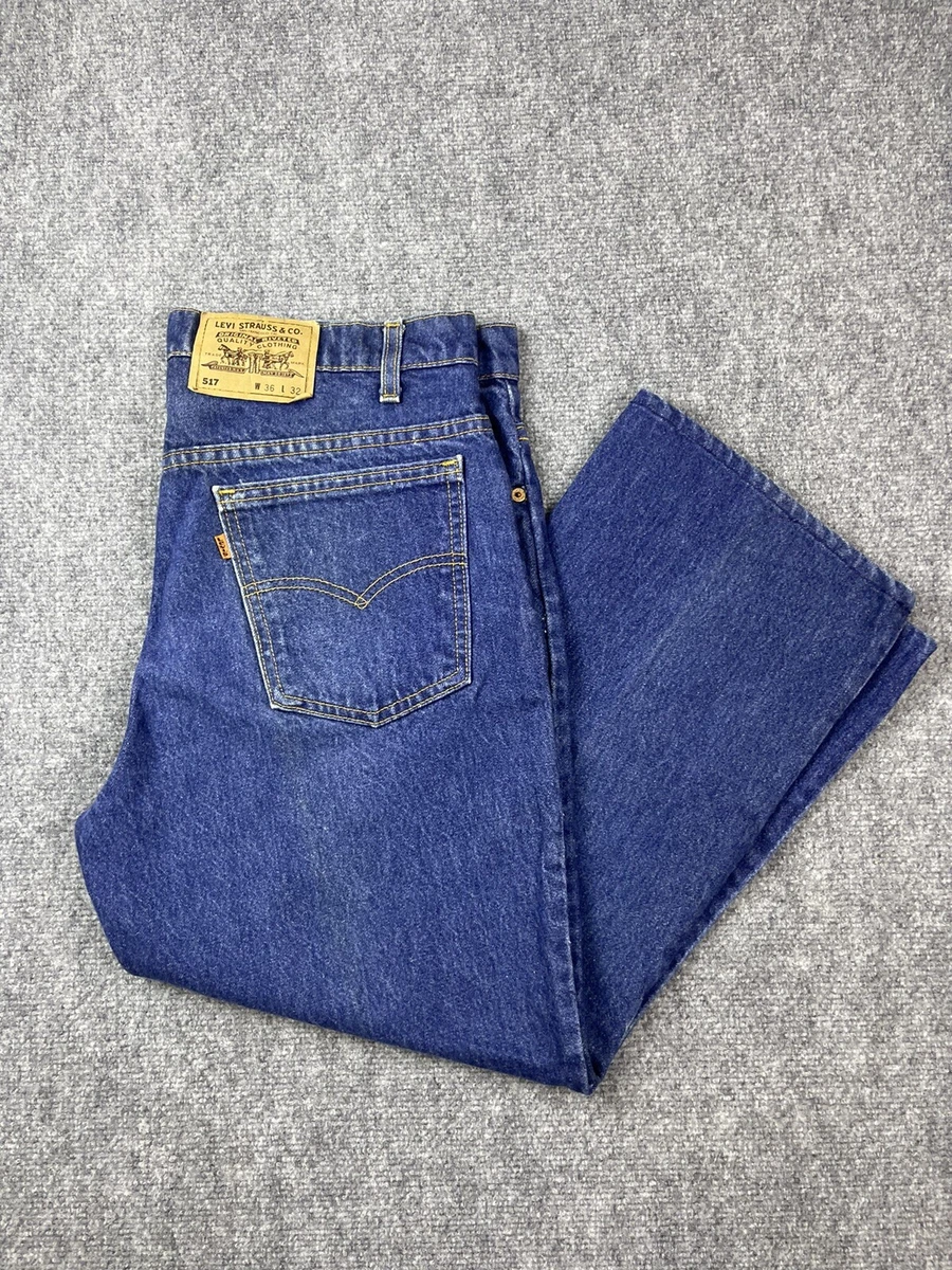 Vintage Levis 517 Orange Tab Jeans Adult Size 36x32 Blue Denim Straight Leg  90s