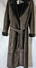 Vintage Betty Barclay Outdoor Dark Faux Suede Collared Coat Size Xl/14