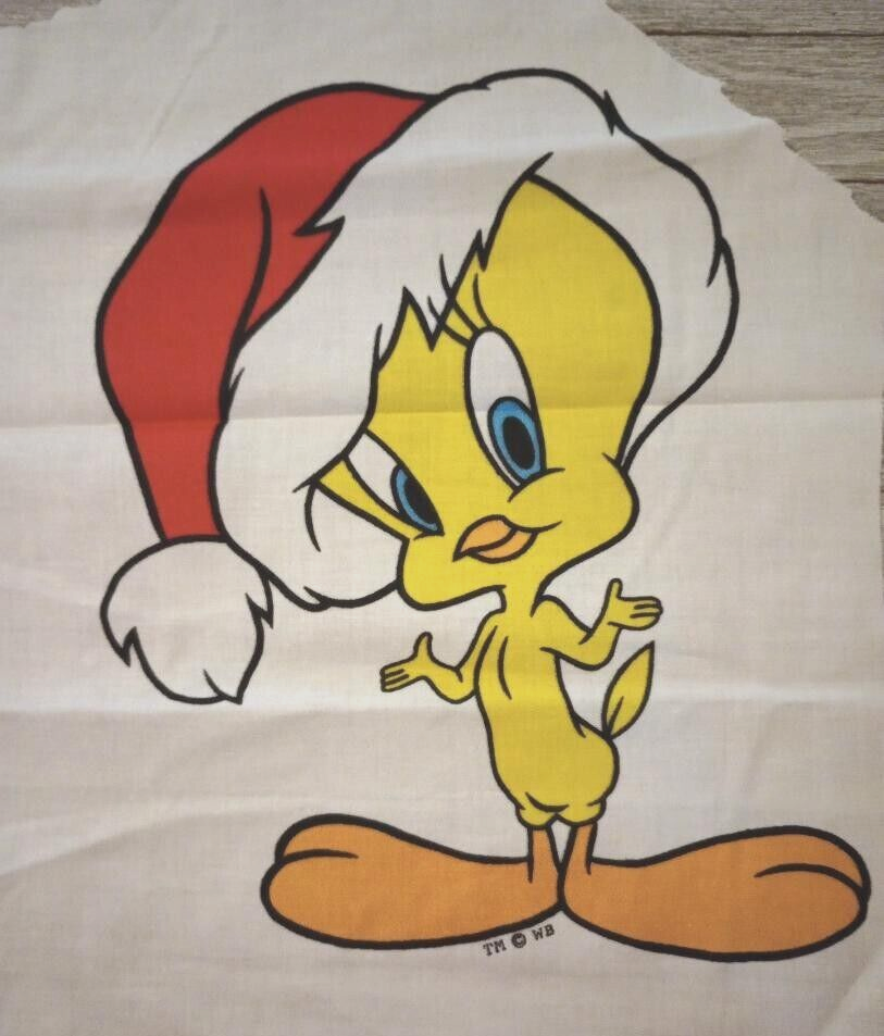 Looney Tunes Tweety Christmas Fun Fabric Large Print 11x10 Inch USA New