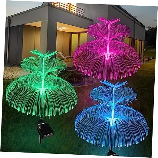 Solar Garden Lights 3 Pack New Upgraded Solar Outdoor Lights Colorful Dragonfly