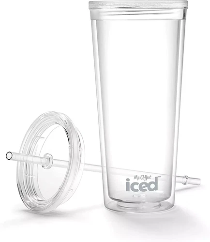 Mr. Coffee Iced Coffee Tumbler Reusable 22 Oz. with Lid and Straw Clear - Picture 1 of 5